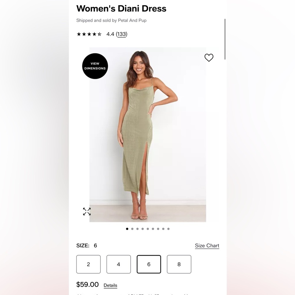 Petal and pup Diani dress in olive color. Wore once in perfect condition.